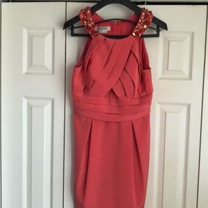 “Kay Unger” salmon colored, after-five formal dress. Worn once. Timeless style